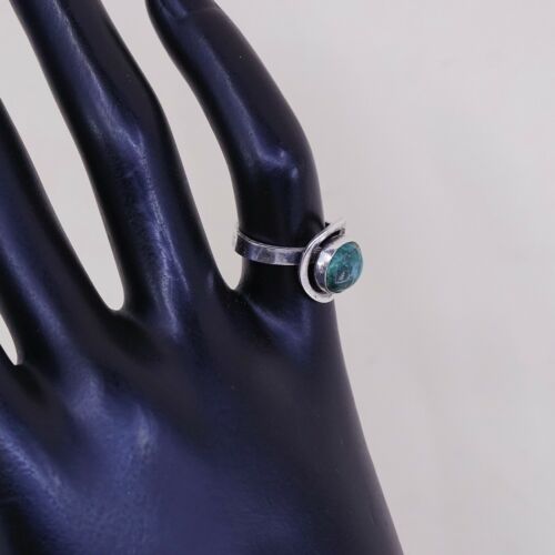 Sz 3.5, Vintage Israel Handmade Sterling Silver W/ Turquoise, Stamped 925 Israel