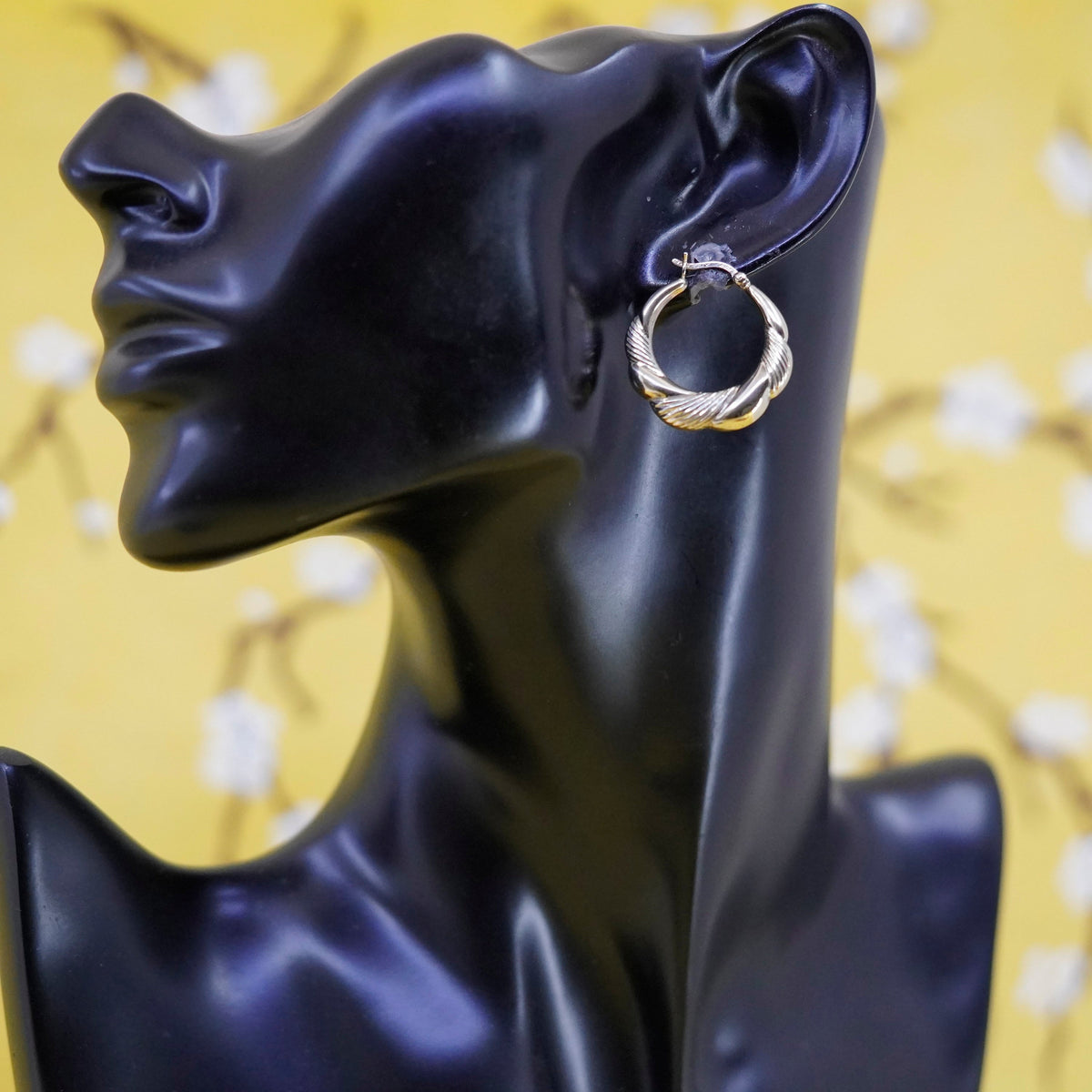 1”, vintage vermeil gold over Sterling silver earrings, 925 twisted chain hoops
