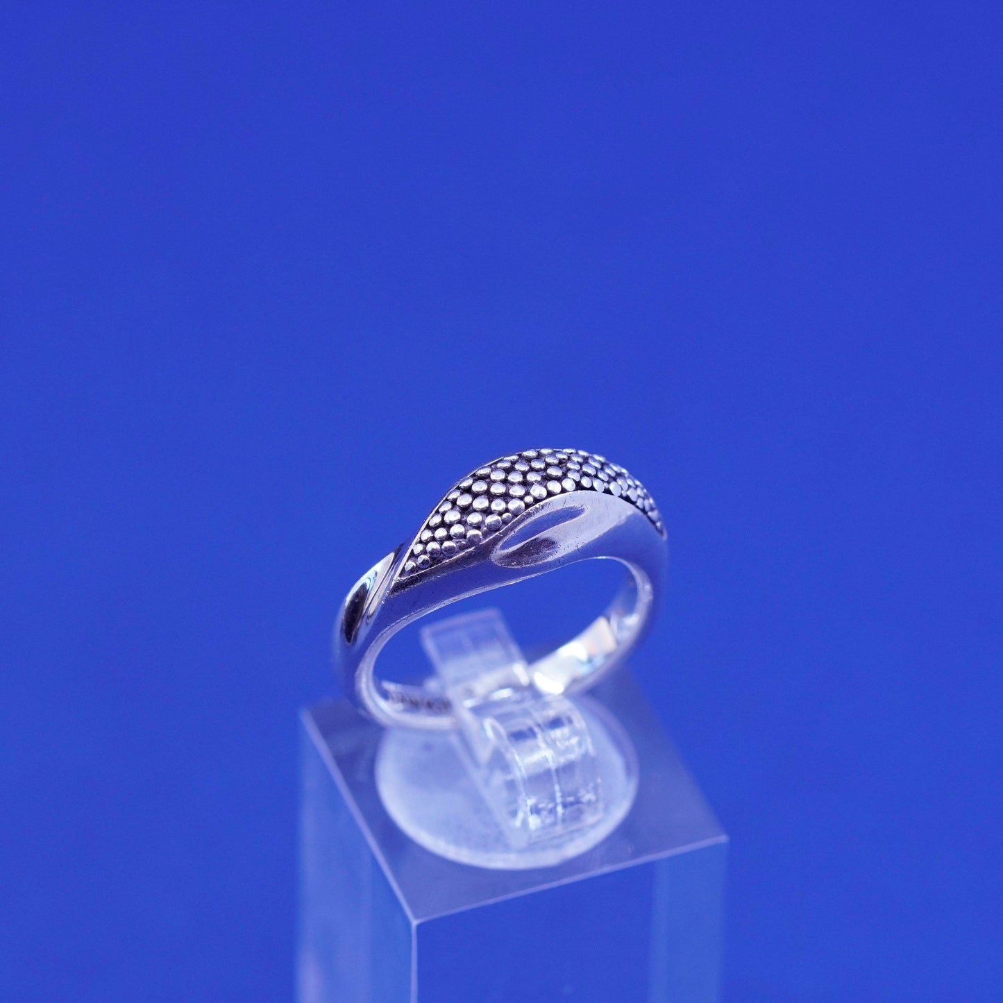 Size 6, vintage michael dawkins jewelry, Sterling silver ring, 925 band beads