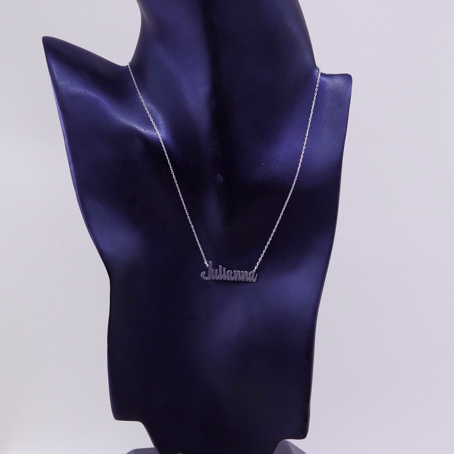 15”, sterling 925 silver handmade necklace, circle chain julianna name pendant