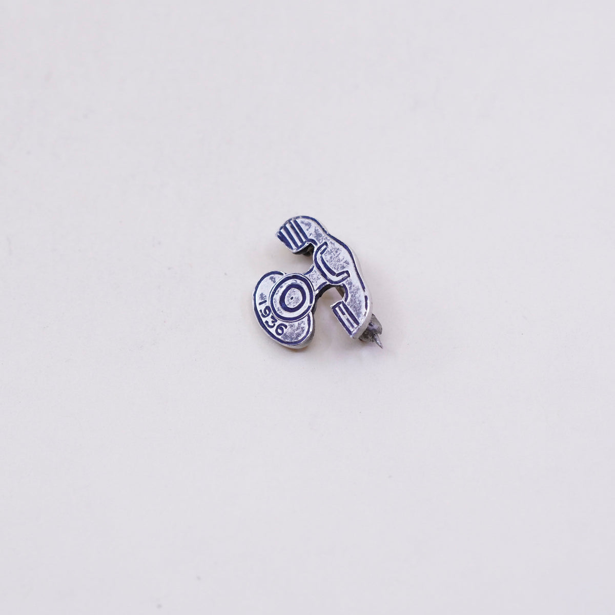 Vintage Sterling silver handmade brooch, 925 old fashion telephone pin