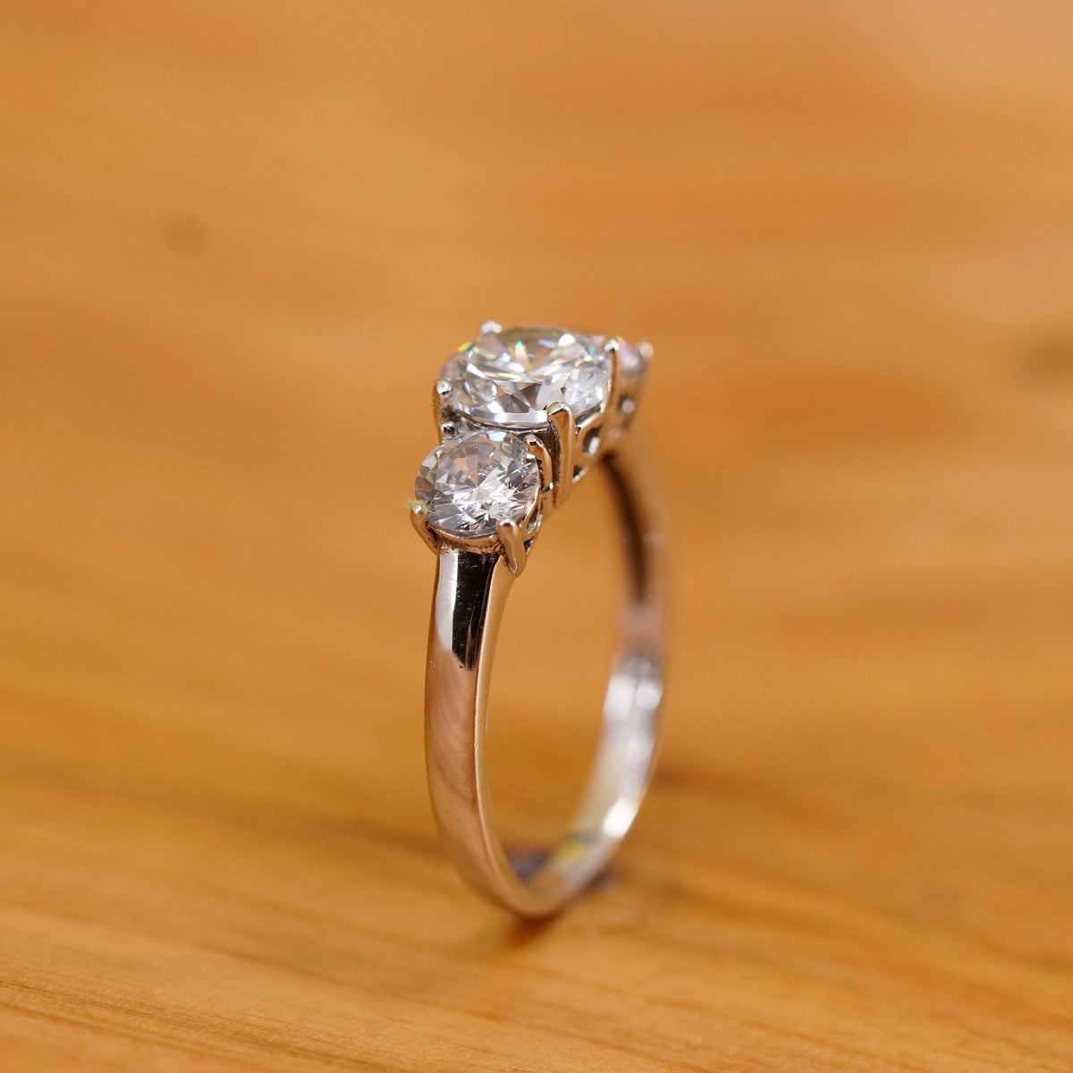 Size 8.25, vintage Sterling 925 silver anniversary ring with clear cz