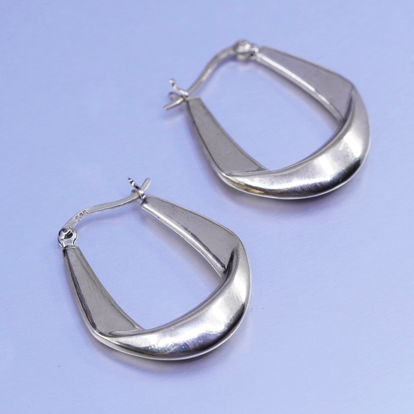 1”, vintage vermeil gold over Sterling silver handmade earrings, 925 oval hoops
