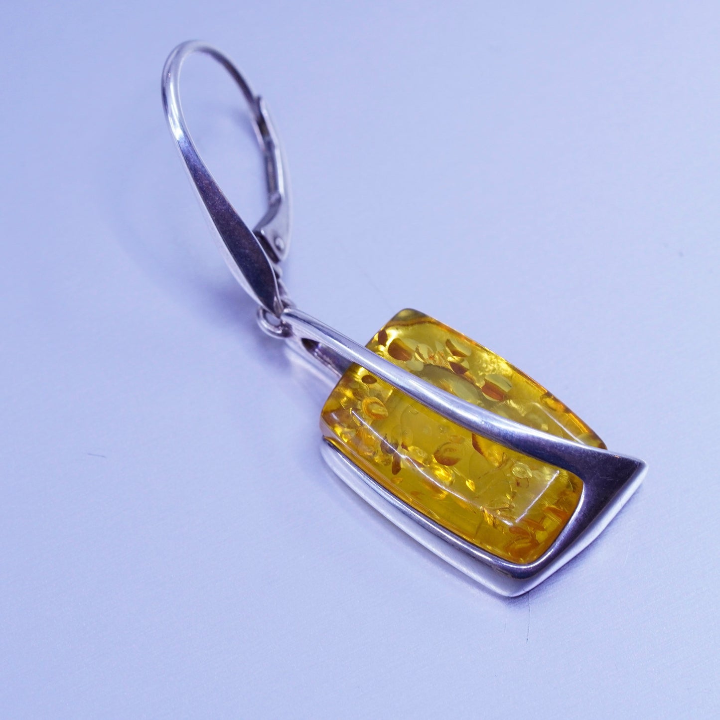 Vintage jewelry | handmade Sterling 925 silver earrings with amber
