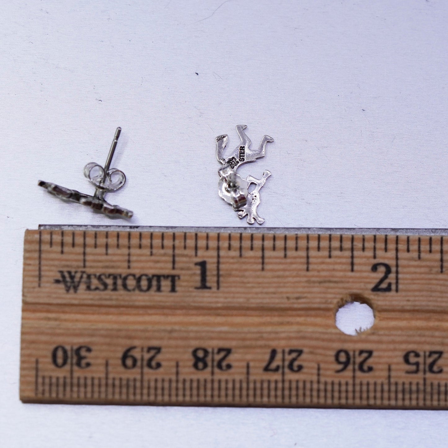 Vintage Sterling silver handmade earrings, 925 kokopelli studs