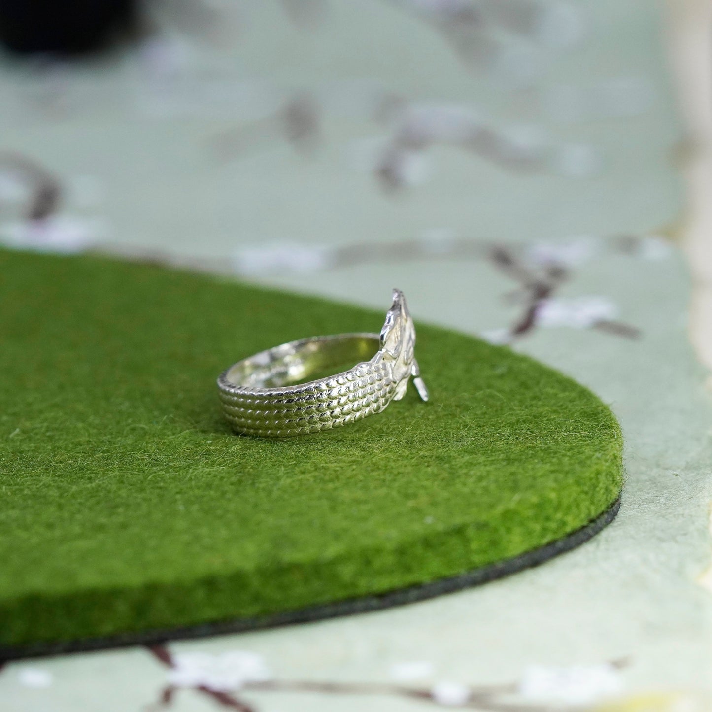 Size adjustable, vintage Sterling silver handmade ring, 925 mermaid band