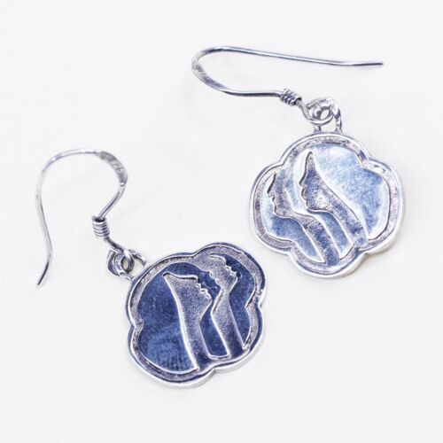 vtg Native American sterling silver handmade earrings 925 Girl Figurehead