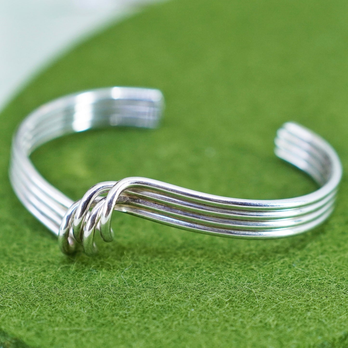 6.5”, vintage Sterling silver bracelet, modern twisted handmade 925 cuff