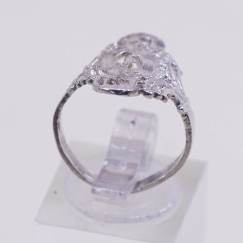 Size 5, Vtg Sterling Silver Handmade Ring, 925 Silver Band W/ Filigree Whirl