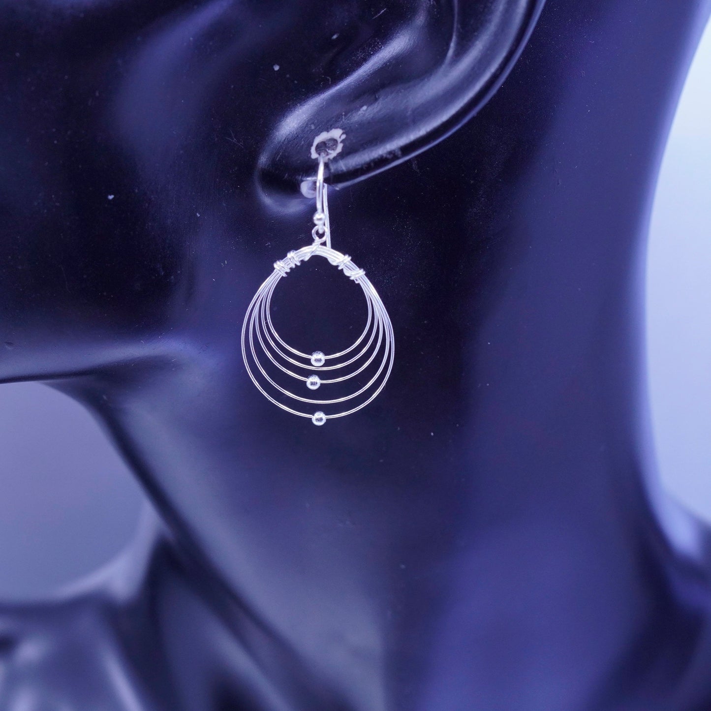 Vintage Italian Sterling 925 silver filigree teardrop earrings with beads