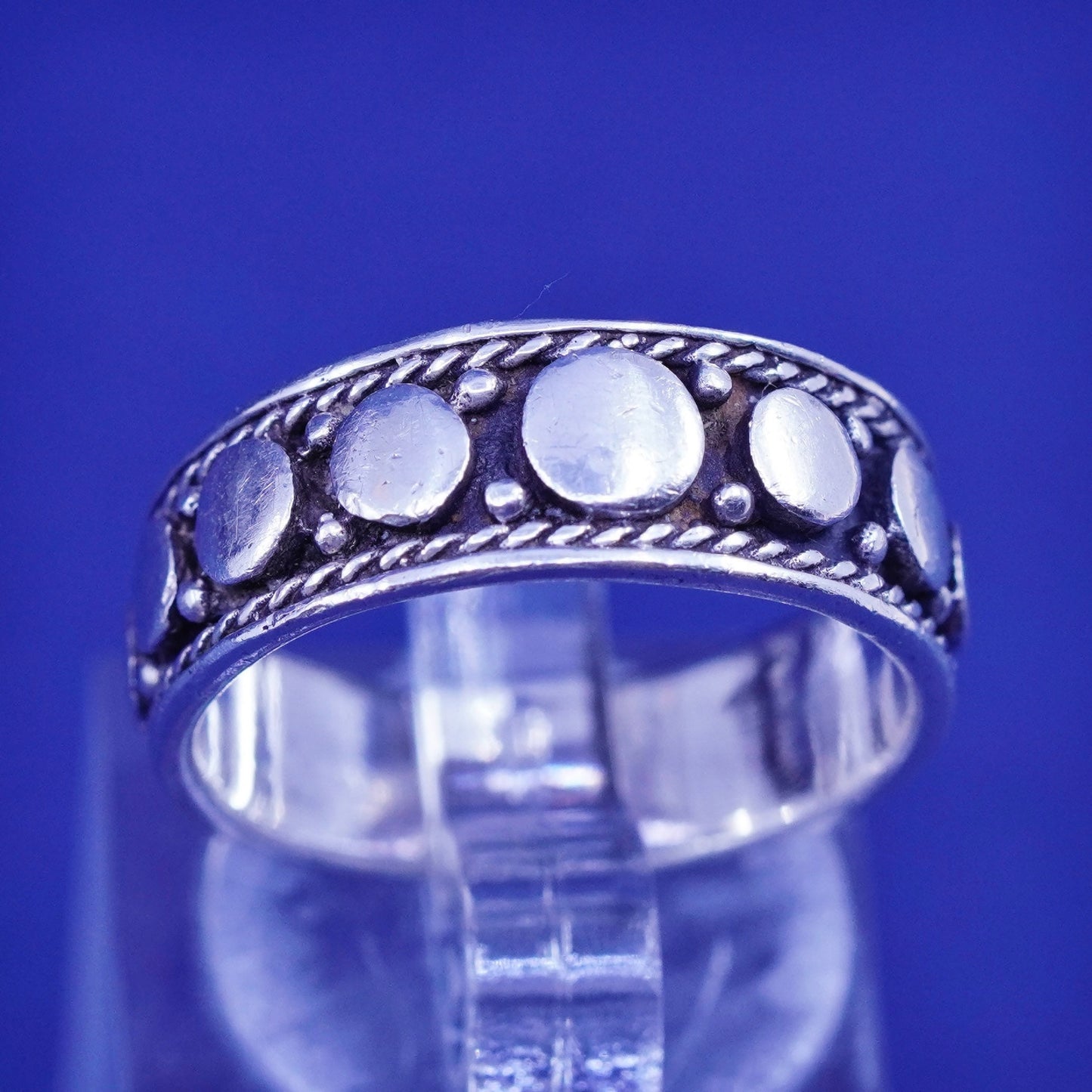 Size 6.75, shube southwestern Sterling silver handmade ring, 925 beaded band