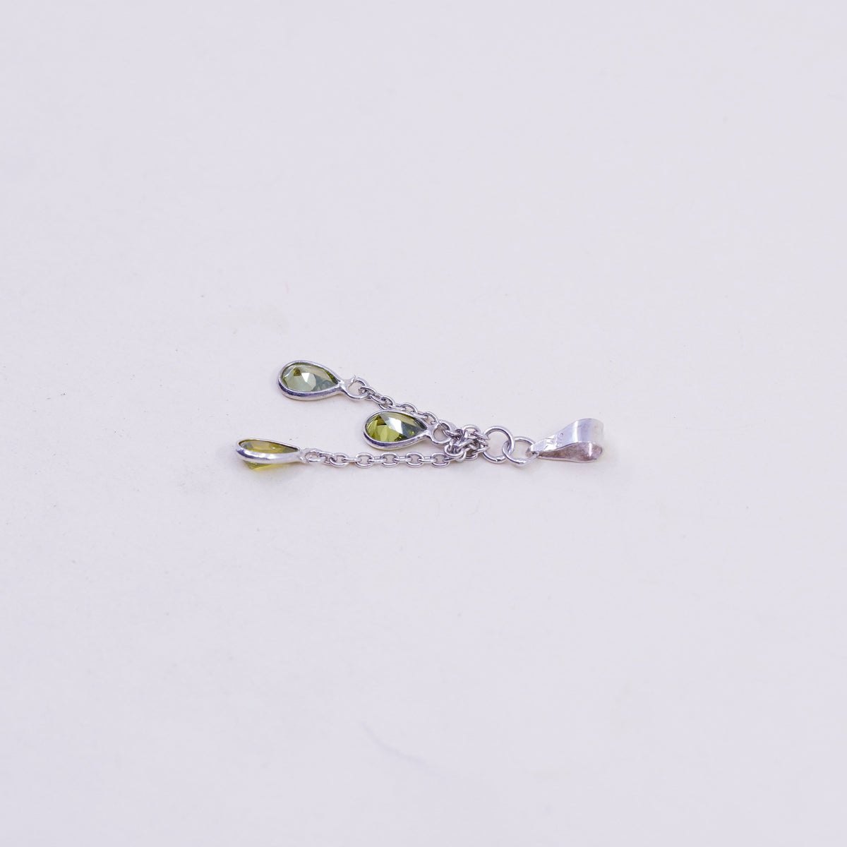 Vintage handmade Sterling 925 silver angel pendant with teardrop peridot