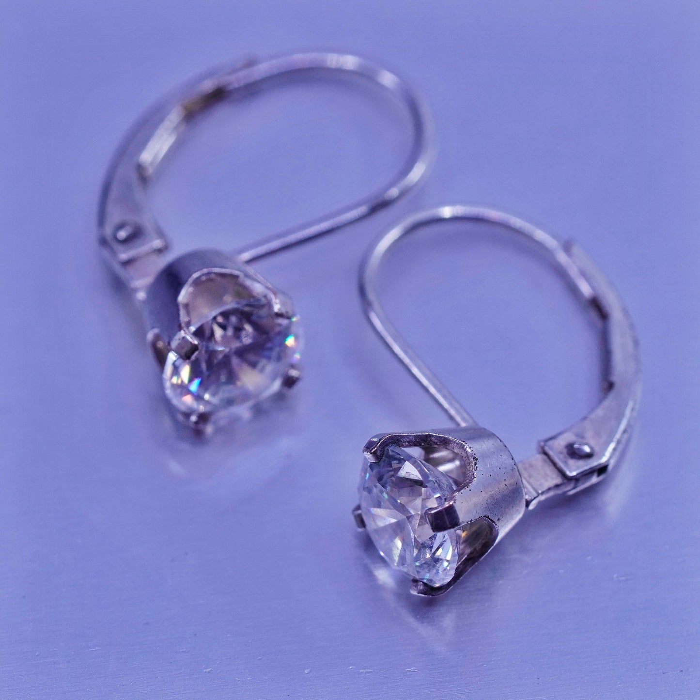 Vintage Sterling 925 silver earrings with dangle and Cz