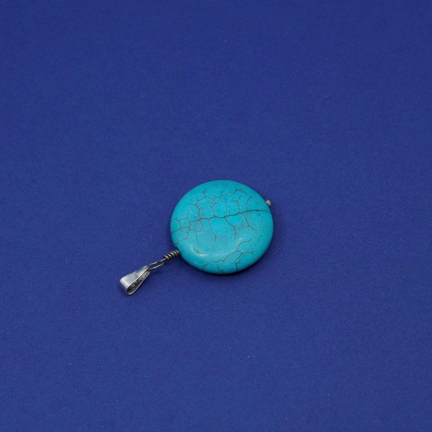 Vintage Sterling 925 silver handmade pendant with turquoise
