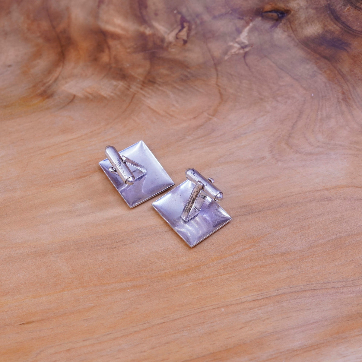 Vintage handmade sterling silver cufflink, 925 cuff links with flower engraved
