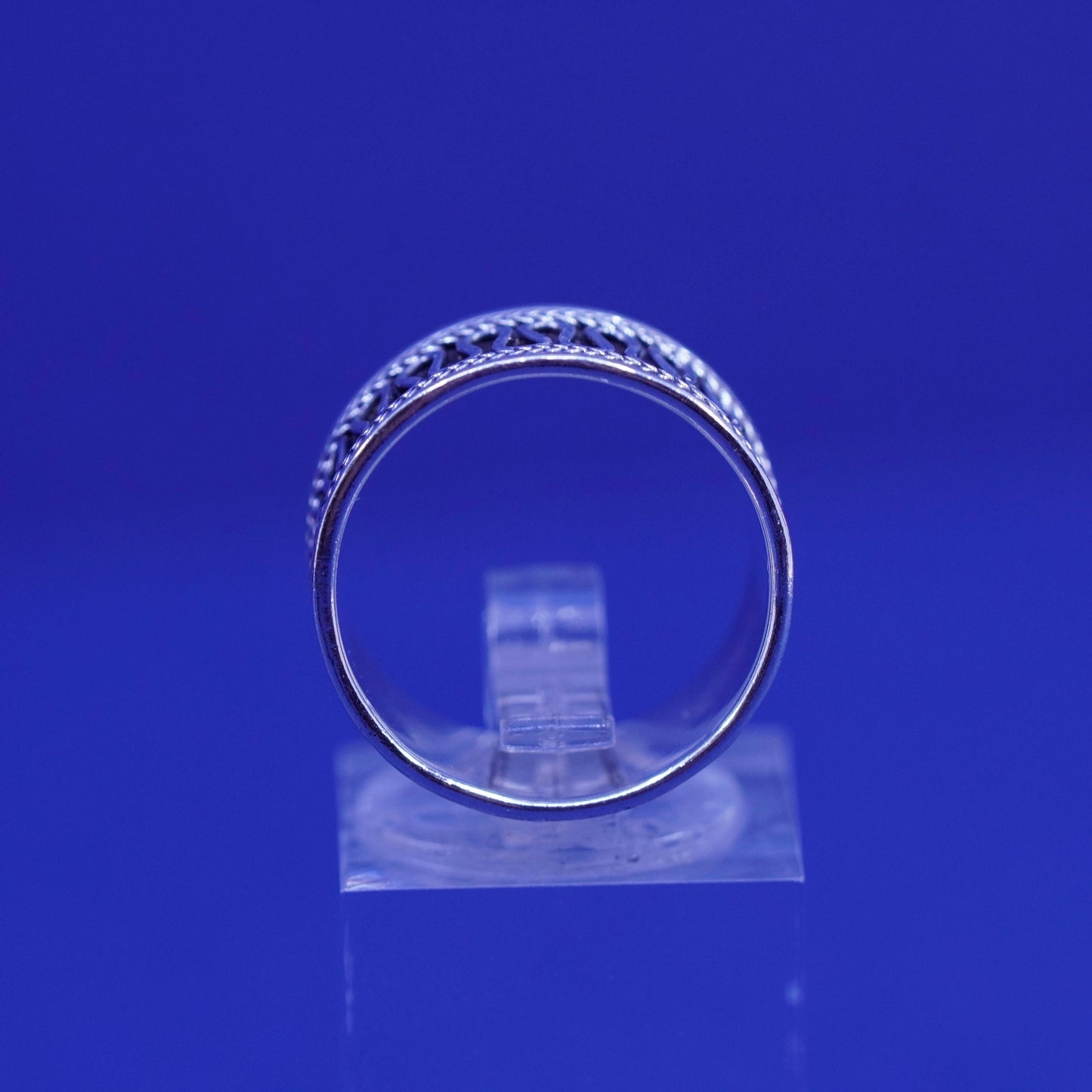 Size 6.5, vintage Sterling silver handmade wavy wave ring, wide 925 band