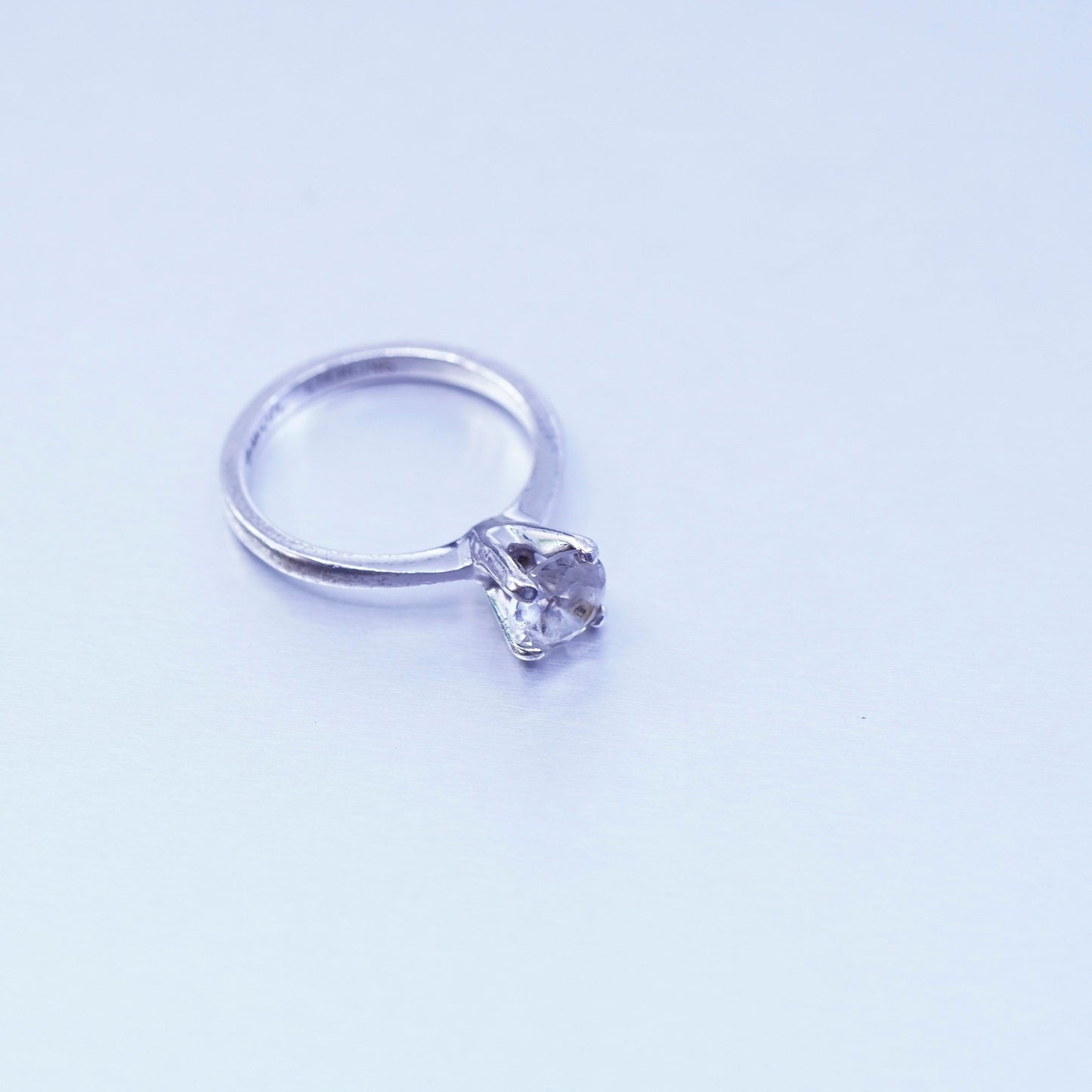 Size 5, vintage Avon Sterling 925 silver handmade engagement ring with Cz