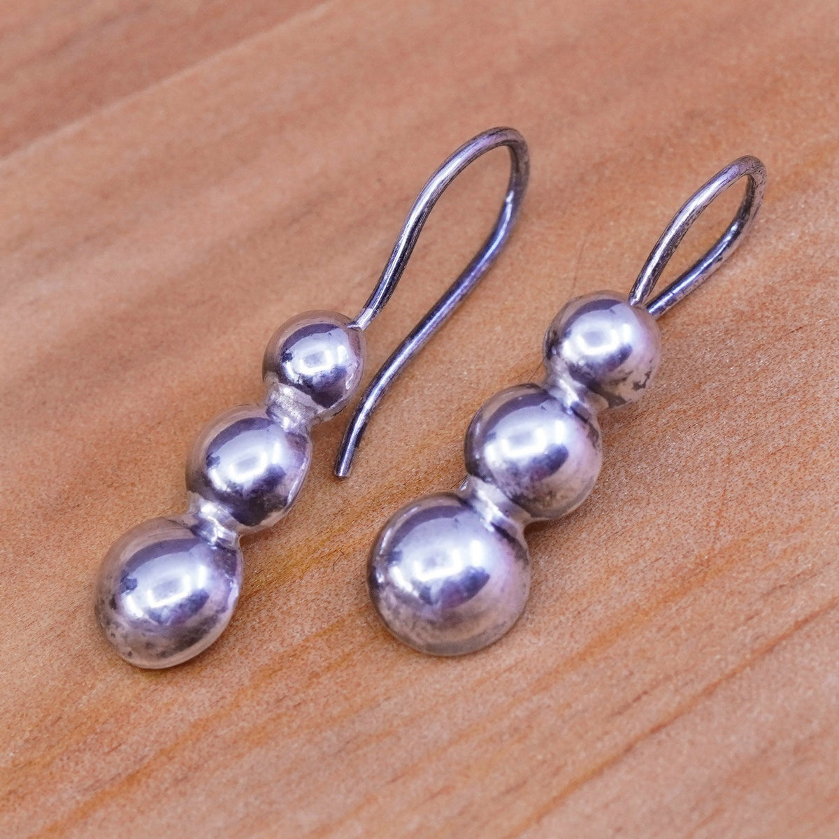 Vintage Sterling silver handmade earrings, 925 beads drops