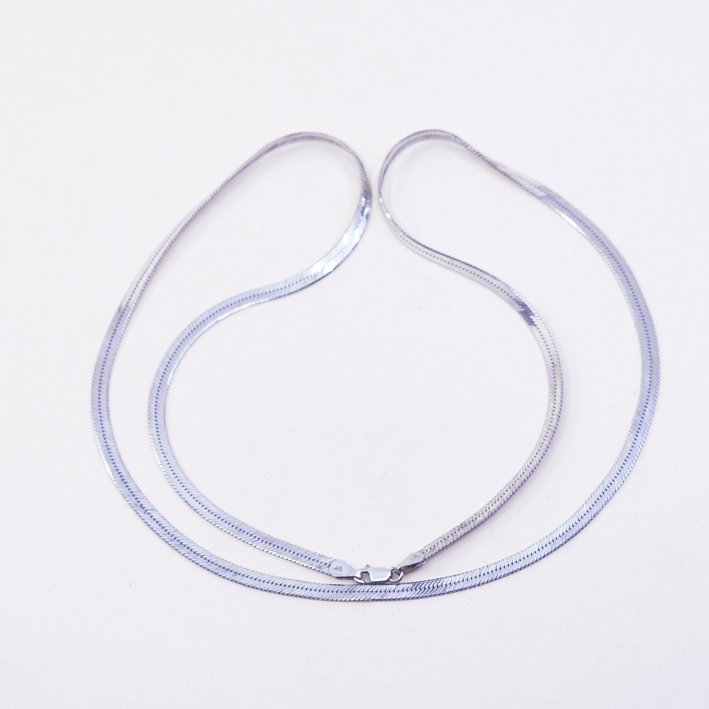30”, 5mm, Vintage sterling silver necklace, Italy 925 silver herringbone chain