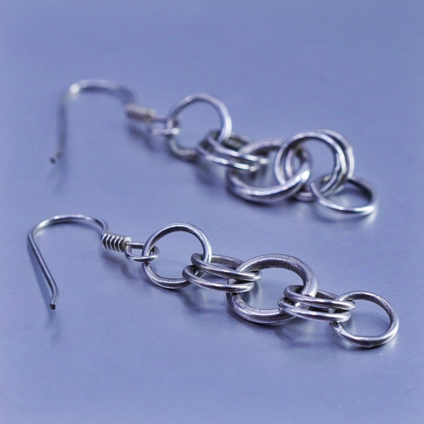 Vintage Sterling 925 silver handmade entwined circle earrings