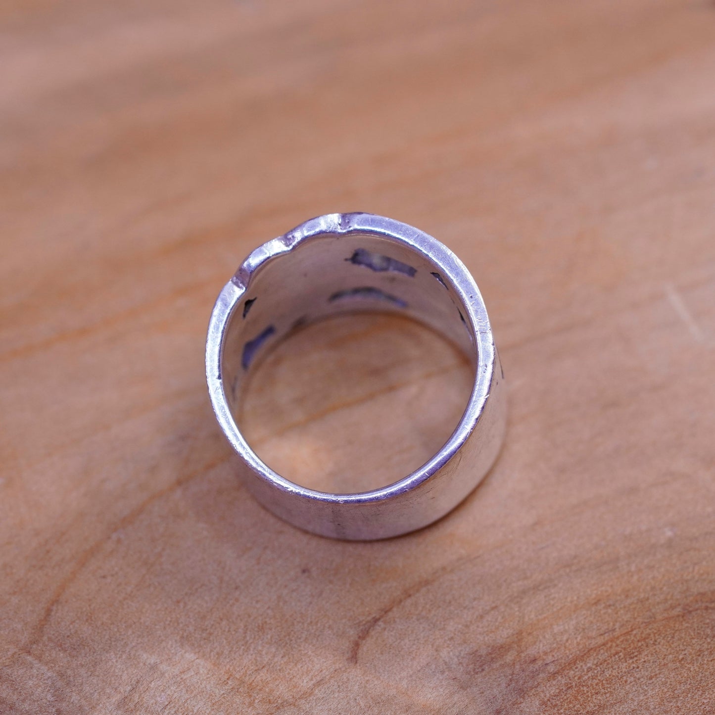 Size 6.5, Vintage Sterling silver handmade ring, 925 band with pink flower