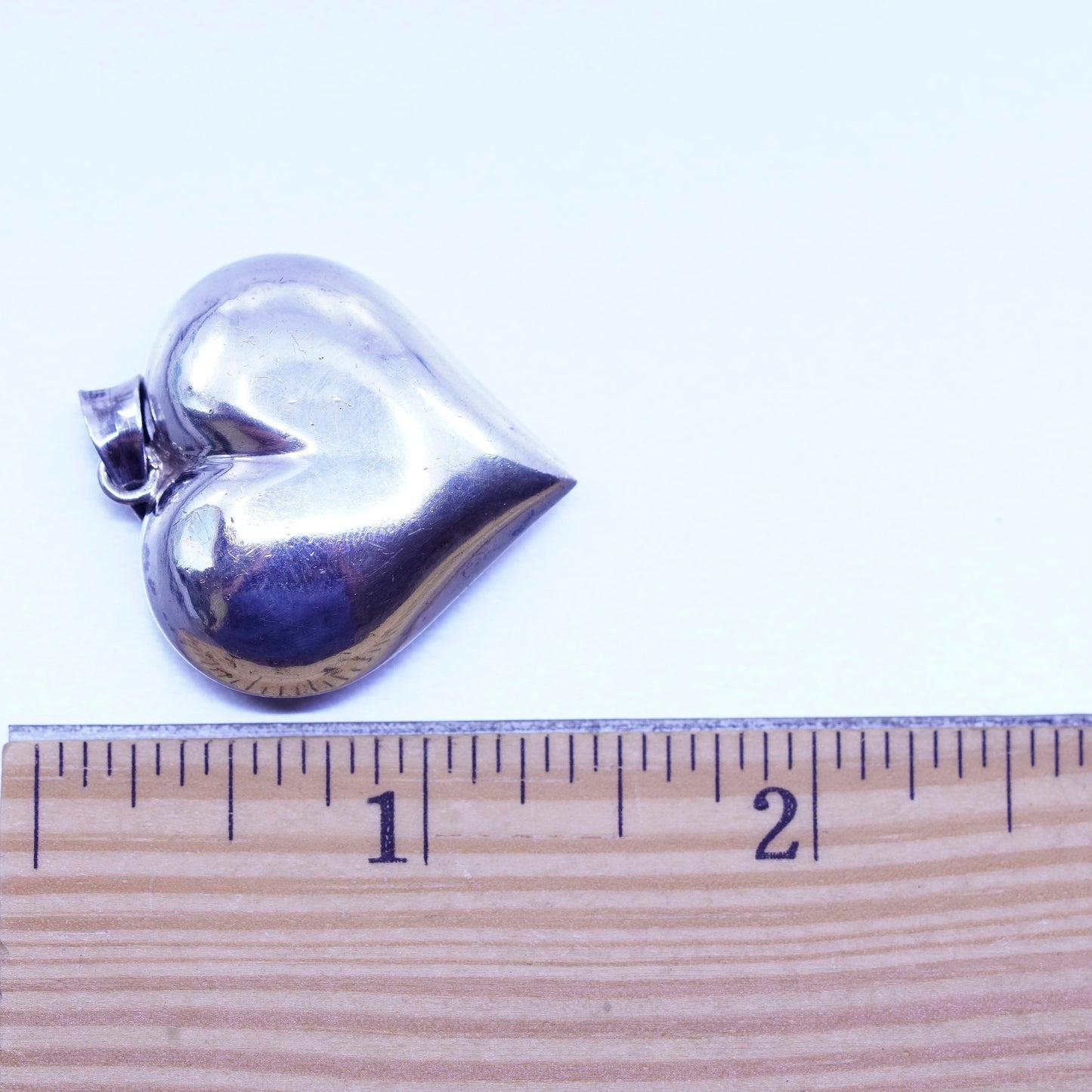 antique sterling 925 silver handmade puffy heart pendant