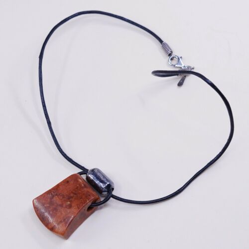 Silpada N0965 Red Sponge Coral Nugget, Leather and Sterling Silver Necklace