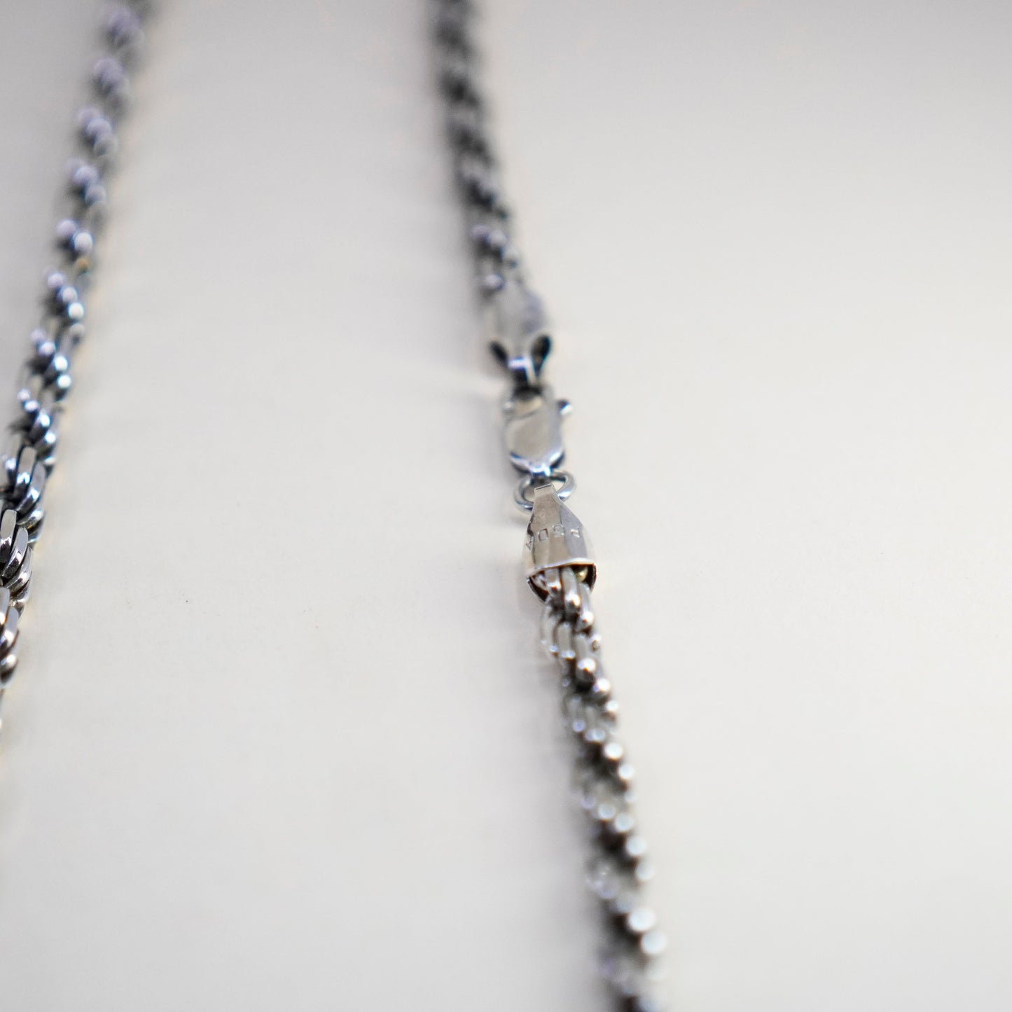 30”, 5mm, vintage Sterling silver necklace, 925 diamond cut rope chain
