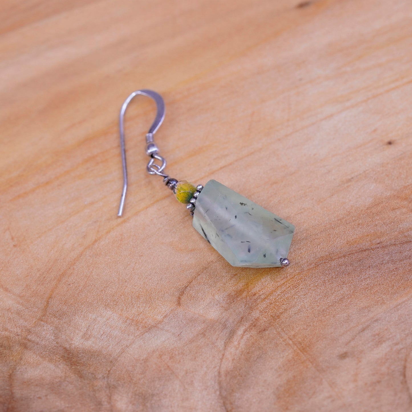 Vintage Sterling 925 silver handmade earrings with jade nugget drops