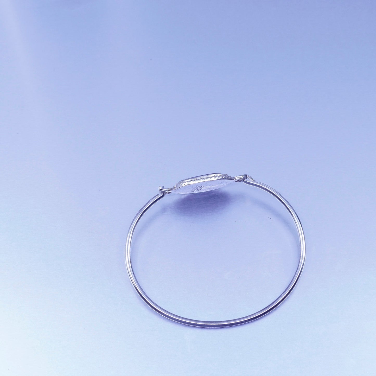 6.5”, Mexico Sterling 925 silver bracelet, hinged bangle enamel moon star