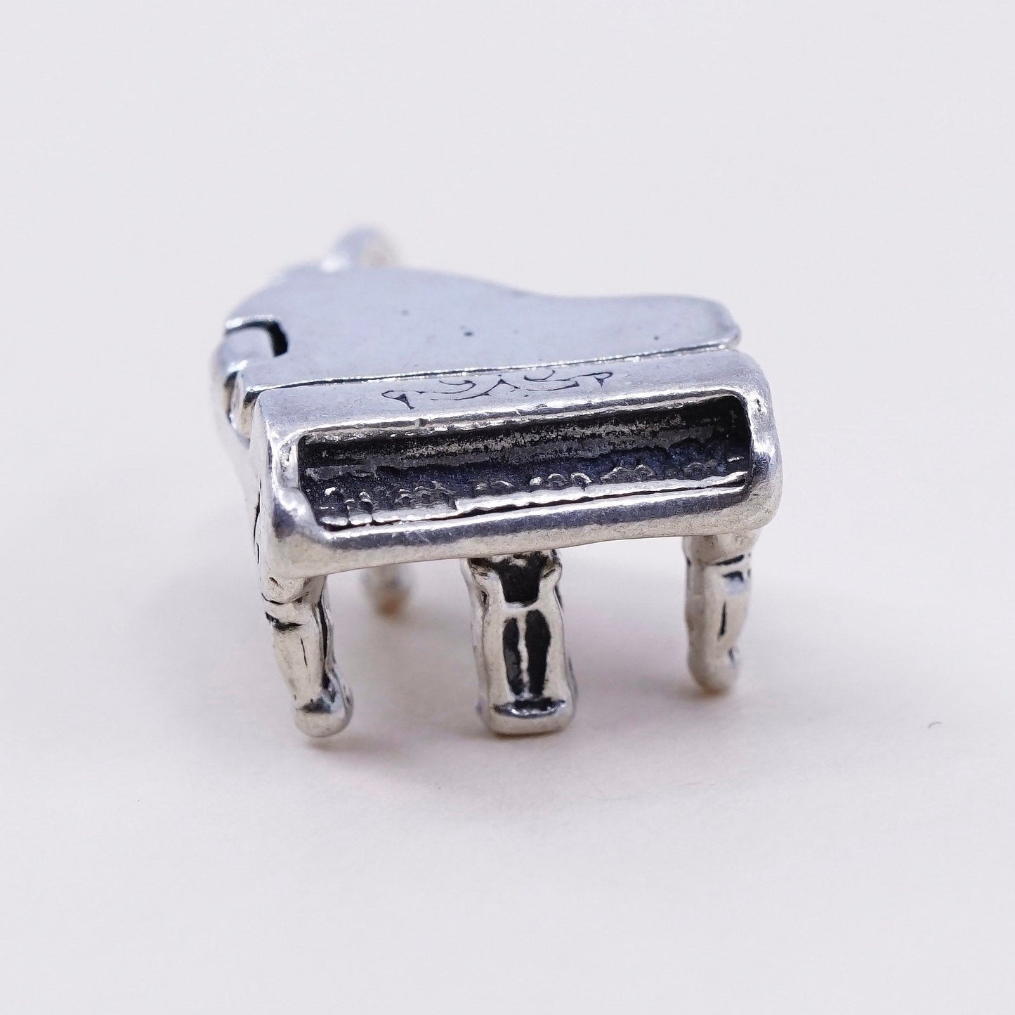 Vintage Sterling silver handmade pendant, 925 silver piano charm