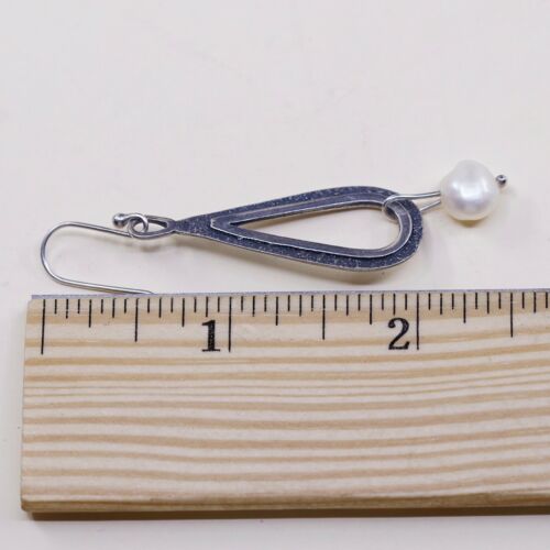 SILPADA W1388 PERFECT PEARL HAMMERED STERLING SILVER PIERCED DROP EARRINGS EVC