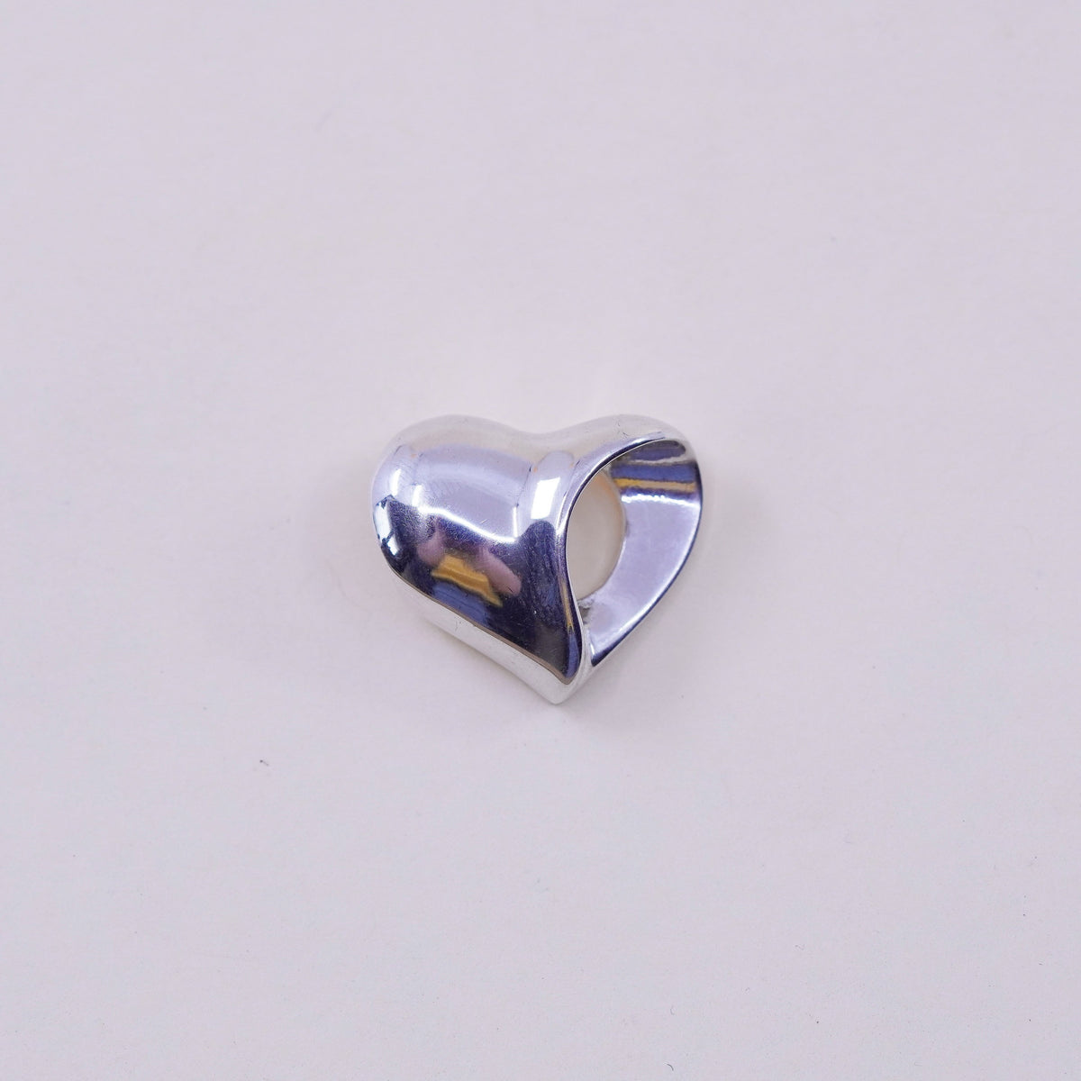 Vintage sterling silver handmade pendant, modern 925 heart