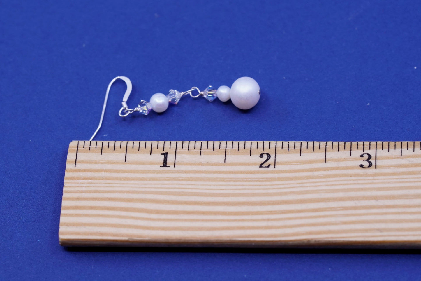 Vintage Sterling silver handmade earrings, 925 hooks with pearl drops