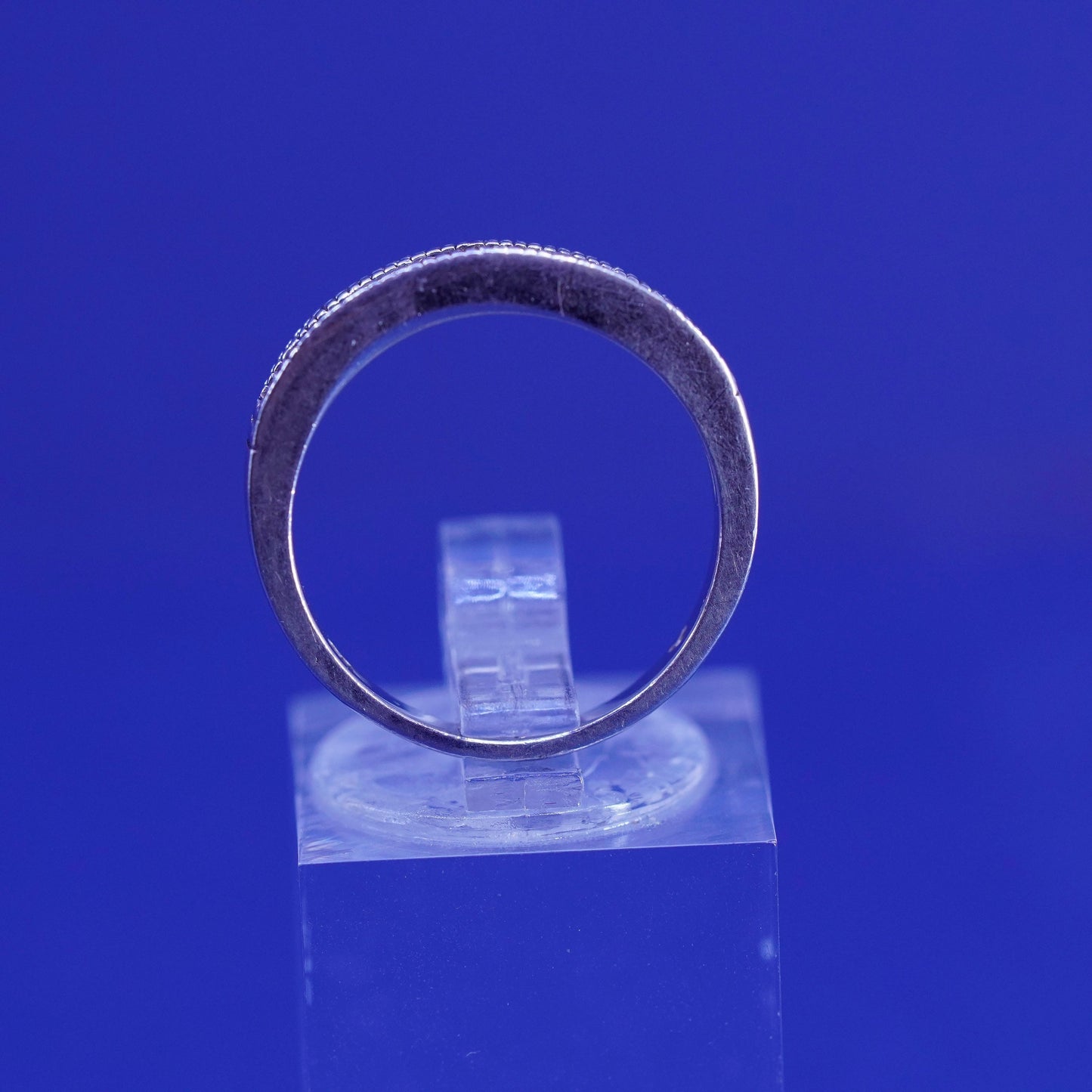 Size 6.5, Sterling 925 silver handmade ring, 925 stackable wedding band Cz