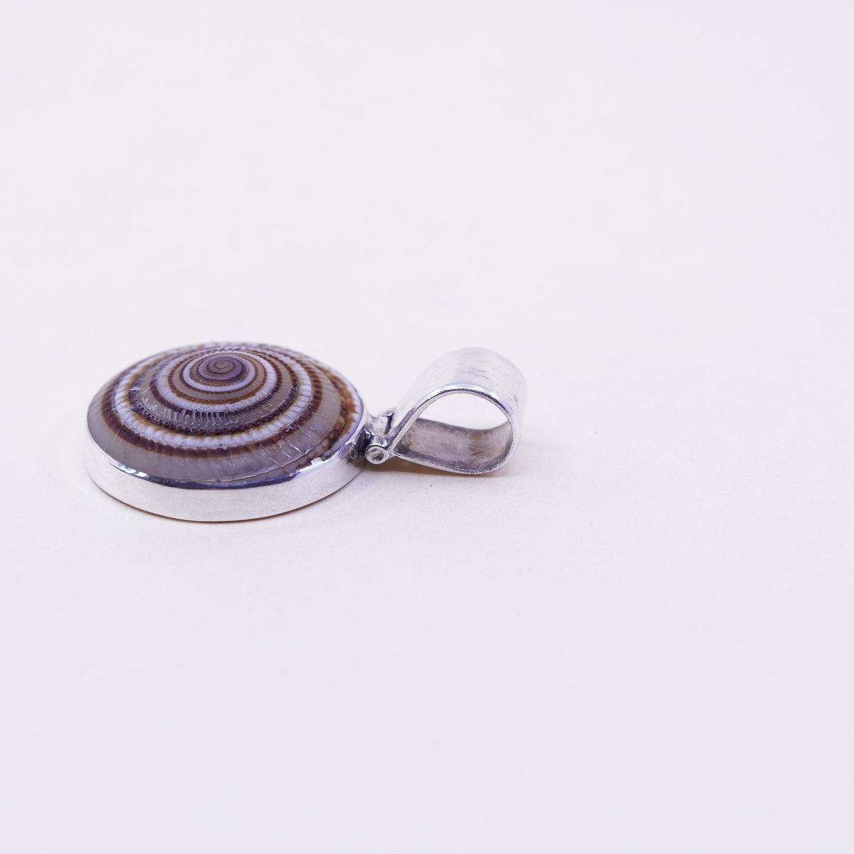 Sterling 925 Silver handmade Shiva eye pendant | Mexican Jewelry, fossil shell