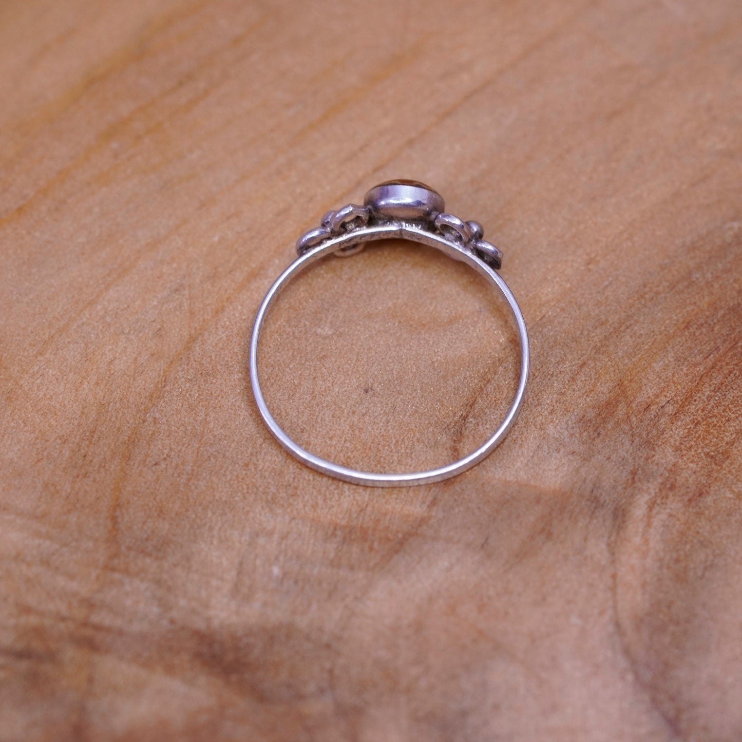 Size 6, Sterling silver handmade ring, southwestern 925 band with flower glass