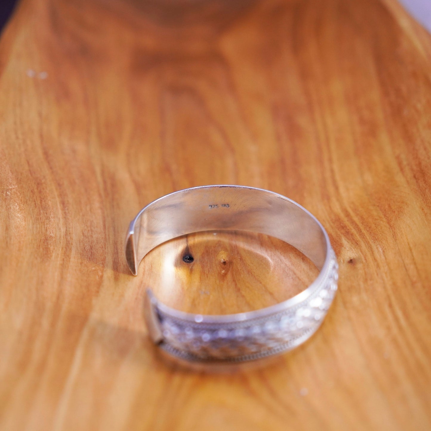 6.75”, Vintage Sterling silver handmade bracelet, 925 braided woven cable cuff