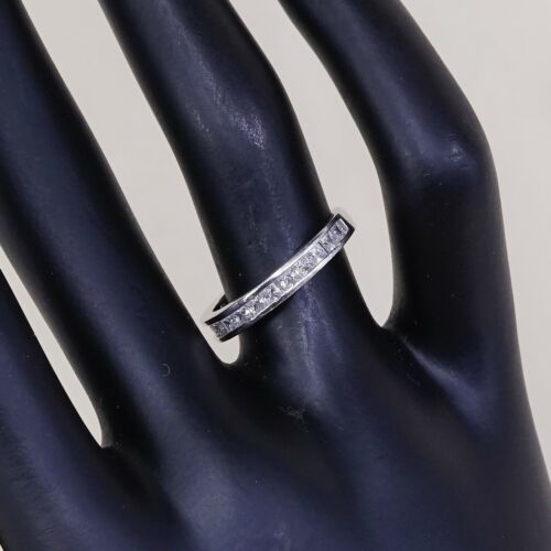 Sz 6.25, Vtg Sterling silver ring, 925 silver statement band w/ cz