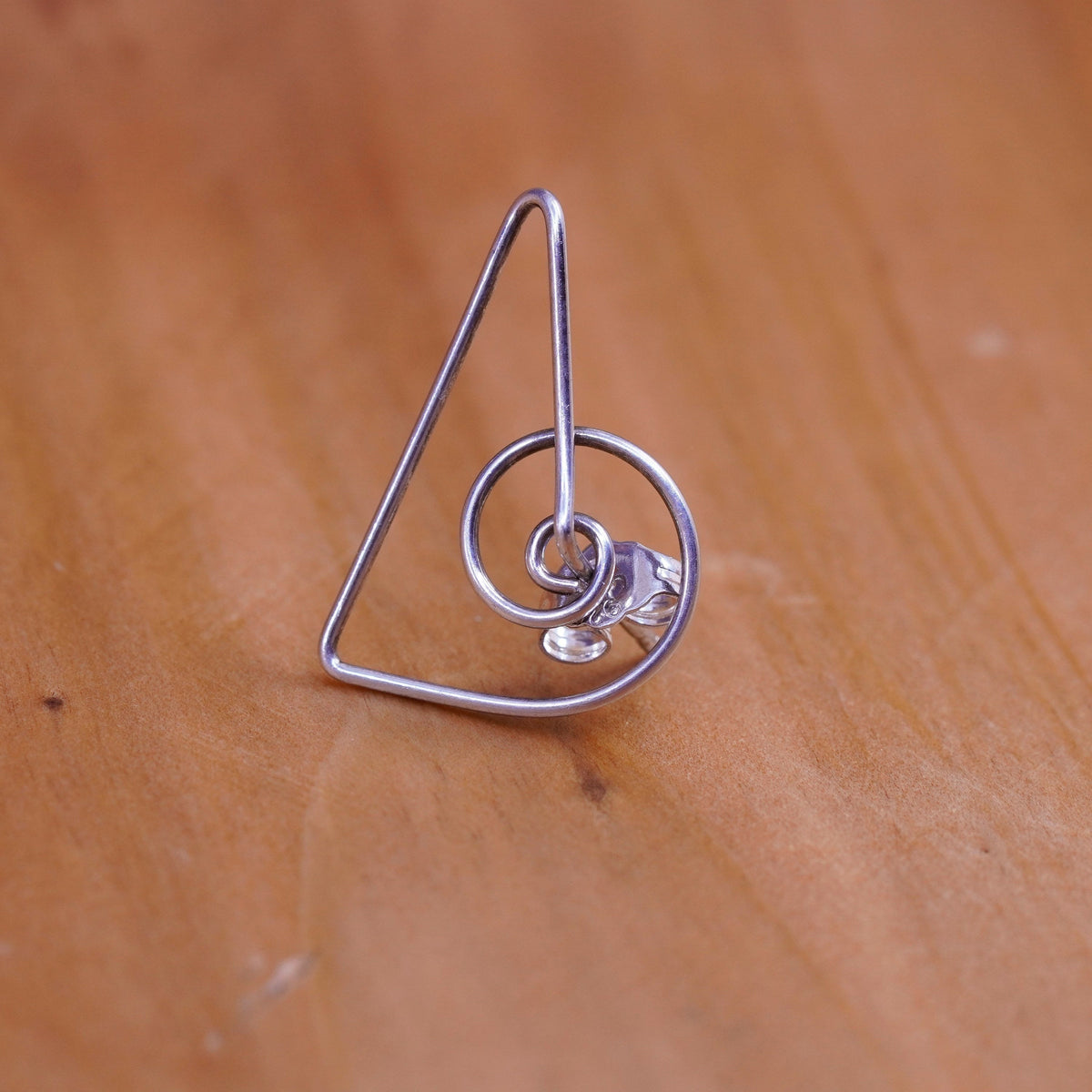 Vintage Sterling silver handmade earrings, 925 heart studs