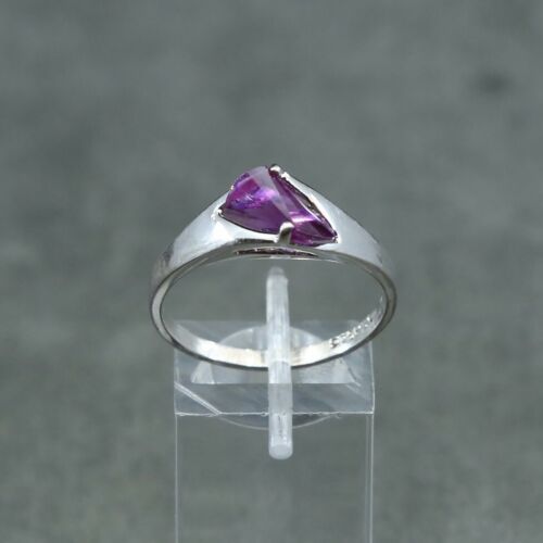Sz 10.25, Sterling Silver Ring, 925 Silver Engagement Ring W/ pink Crystal