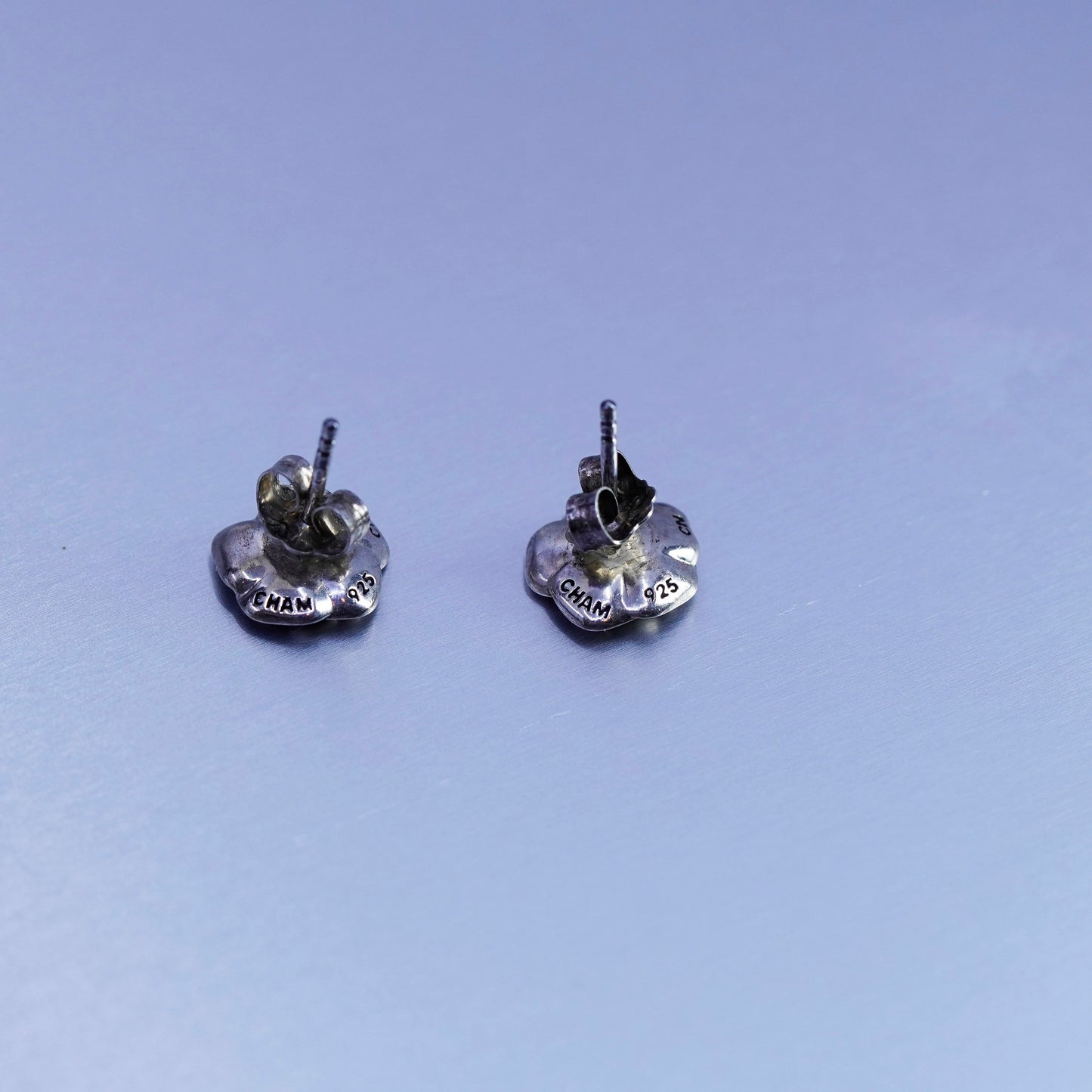 vtg Chamilia Cham Sterling 925 silver handmade rose bud flower earrings, studs