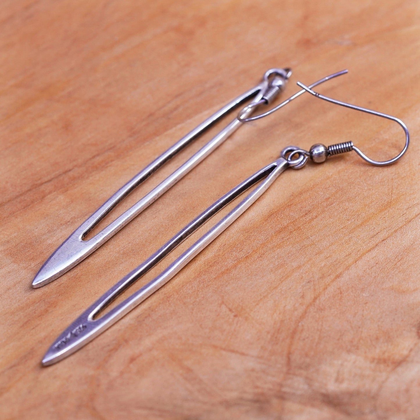 RARE HTF Silpada W1909 Long Cut Out Sterling Silver handmade Dangle Earrings