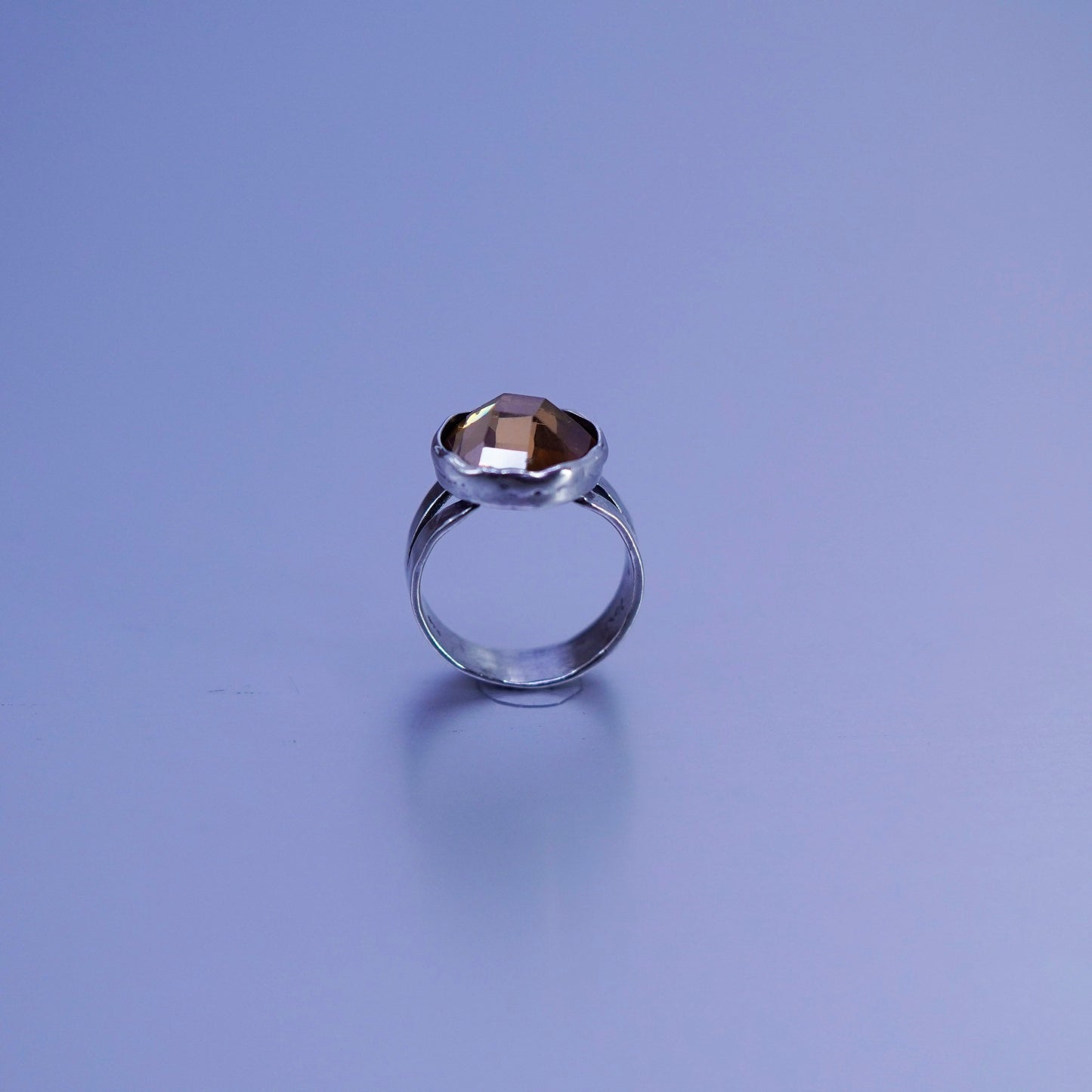 Size 6.25, Israel sterling 925 silver ring, handmade band with citrine