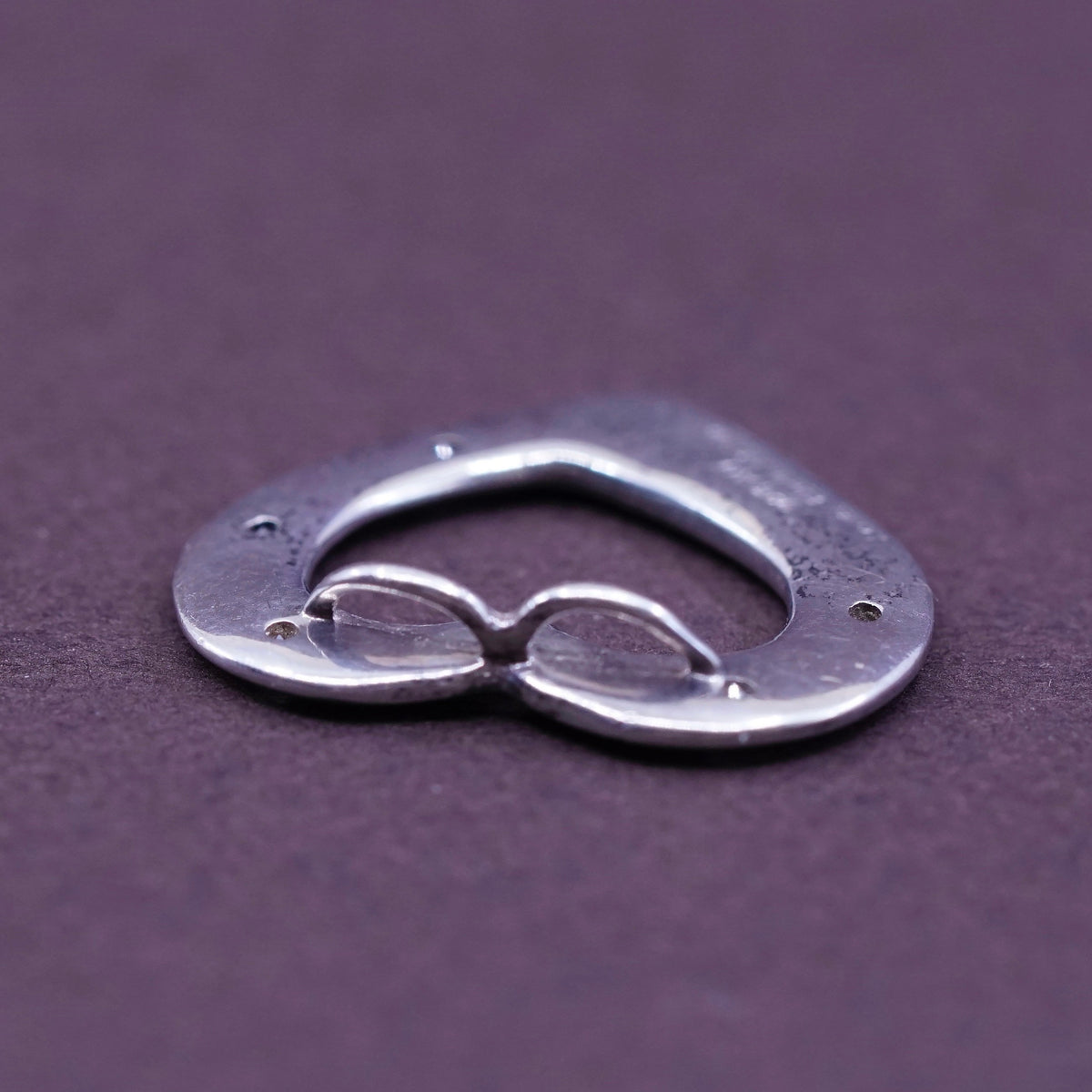vtg love earth adina Sterling silver handmade pendant, 925 heart embossed love