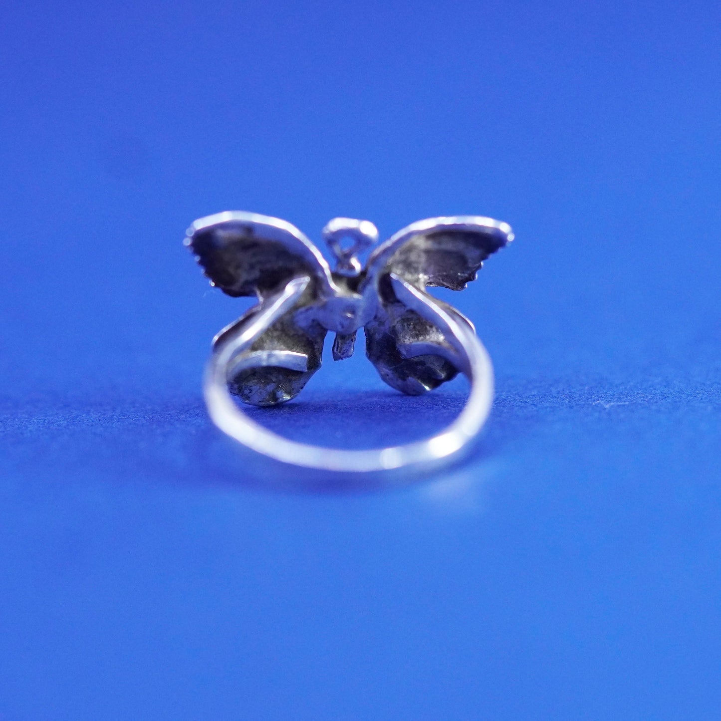 Size 6, vintage sterling silver handmade ring, 925 butterfly band