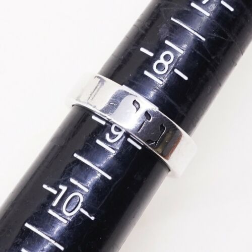 Size 8.75, Vtg 925 Silver Handmade Ring Hebrew letters Band, Stamped Sterling