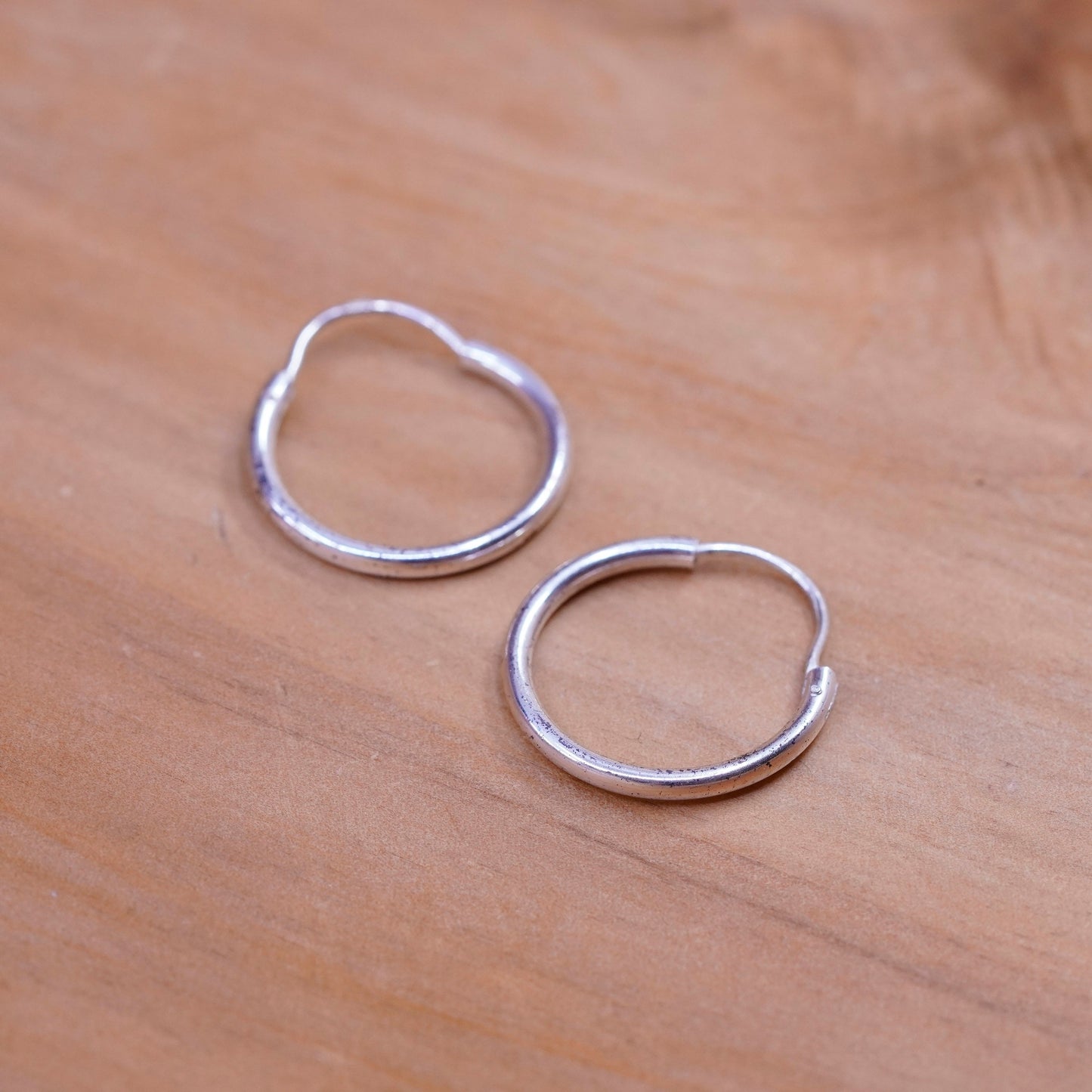 0.75”, Vintage Sterling silver handmade earrings, 925 hoops