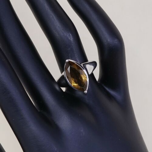 Sz 7.25, Vintage Sterling Silver handmade Ring, 925 Silver Cocktail W/ citrine