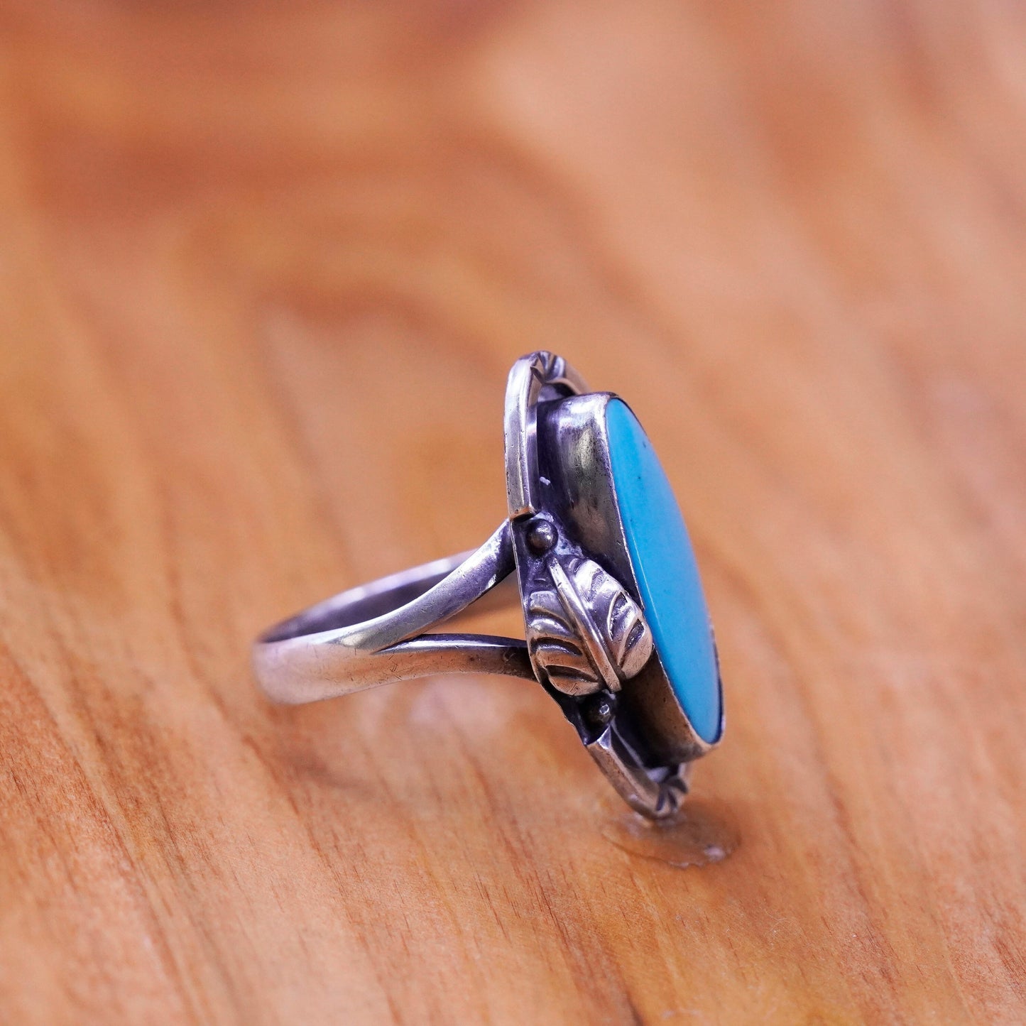 Size 9, vtg Sterling silver handmade ring, jewelry, southwestern 925 turquoise